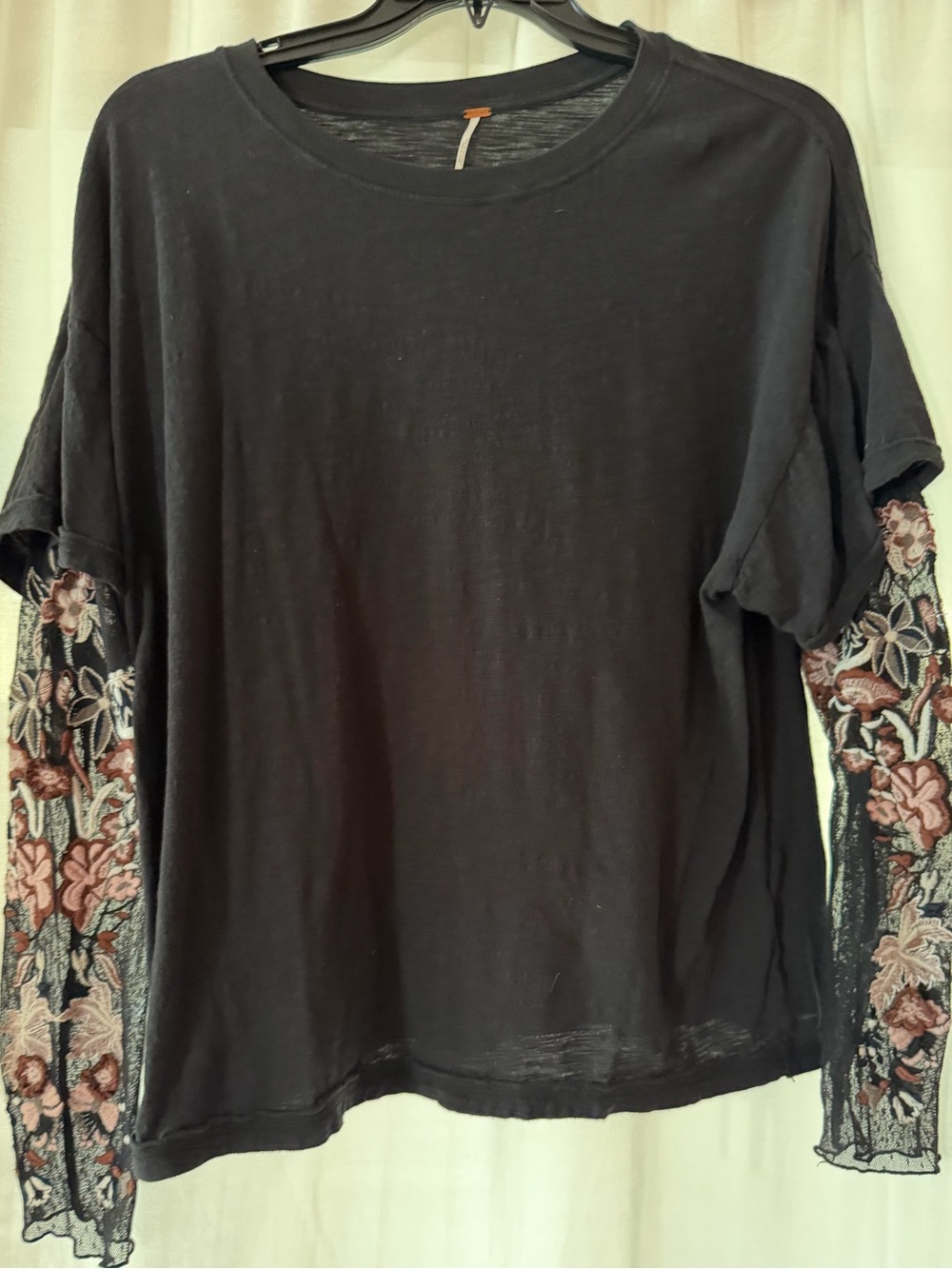 Free People Embroidered Layered Tee M